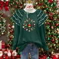 thumbnail image 2 of Christmas Trendy Sweatshirts for Women Ruffle Pleated Long Sleeve Oversized Crewneck Pullover Holiday Tops (XL, Army Green 11), 2 of 7
