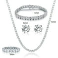 thumbnail image 2 of Leander 18K White Gold Plated Tennis Necklace/Bracelet/Earrings/Band Ring Sets Hypoallergenic Jewelry Pack of 4, 2 of 6