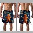 thumbnail image 3 of luoweisi Men's Beach Shorts Quick Dry Swim Trunks with Mesh Lining Christmas Gingerbread Man 2XL, 3 of 5