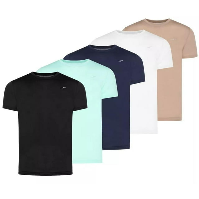 PAQUETE 5 PLAYERAS DEPORTIVAS STRETCH PARA HOMBRE CUELLO REDONDO MODA DEPORTIVA CASUAL TALLA CH