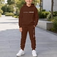 thumbnail image 2 of RUTAYY Boys 2 Piece Hooded Tracksuit Letter Print Long Sleeve Pullover Hoodie Jogger Pants Casual Daily Wear, Brown, 2 of 5