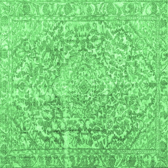 Ahgly Company Indoor Square Abstract Emerald Green Contemporary Area Rugs, 3' Square