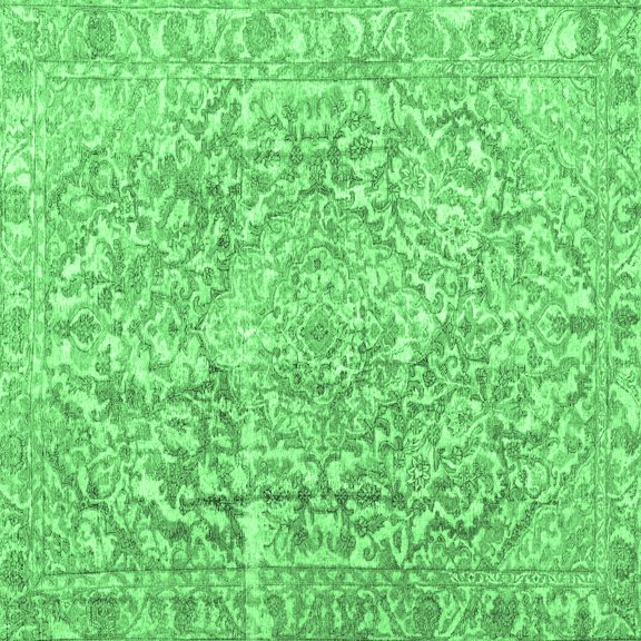 Ahgly Company Indoor Square Abstract Emerald Green Contemporary Area Rugs, 3' Square