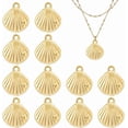 thumbnail image 1 of 12 piezas de dijes de concha de latón chapados en oro real de 18 quilates, dijes de concha, colgantes de joyería de latón para hacer aretes, pulseras, collares y bisutería., 1 of 9