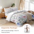 thumbnail image 7 of Farmhouse Watercolor Bedding Duvet Cover Set Full Size 4 Pieces Wildflowers Plants Retro Grey Plaid Bedding Set with Zipper Closure, 1 Comforter Cover 86x86 Inches 1 Flat Sheet & 2 Pillow Cases, 7 of 7