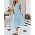 thumbnail image 6 of Maskion Women's Flutter Short Sleeve Smocked Midi Dress Summer Casual Tiered A-Line Dress,M Light Blue, 6 of 6