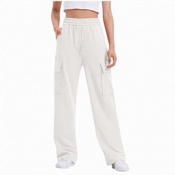YindaitySweatpants for Girls 12-14 Girls Soft Fleece Logo Sweatpants, Comfortable Fit and Elastic Waistband(White,11-12 Years)