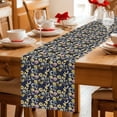 thumbnail image 5 of Table Runner - 70 Inch Long, Vintage Flower Kitchen Dining Table Runner Dresser Scarves, Yellow Spring Floral Leaf Pastoral Birds Navy Blue Farmhouse Decor for Coffee Tables Wedding Party Banquet, 5 of 8
