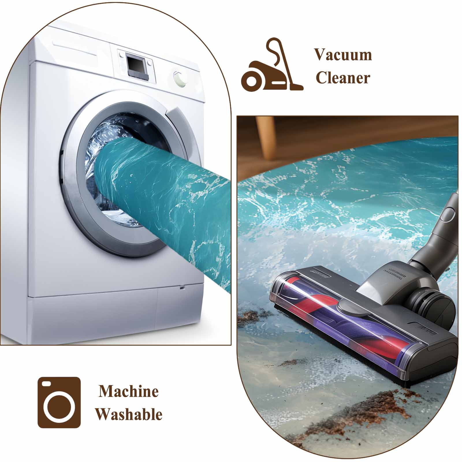 Summer Beach Coastal Area Rugs 5x8 for Living Room, Watercolor Seaside Waves Ocean Non Slip Washable Rug Runner, Low Pile Indoor Floor Carpet Mat Bathroom Rugs for Bedroom, Kids Room