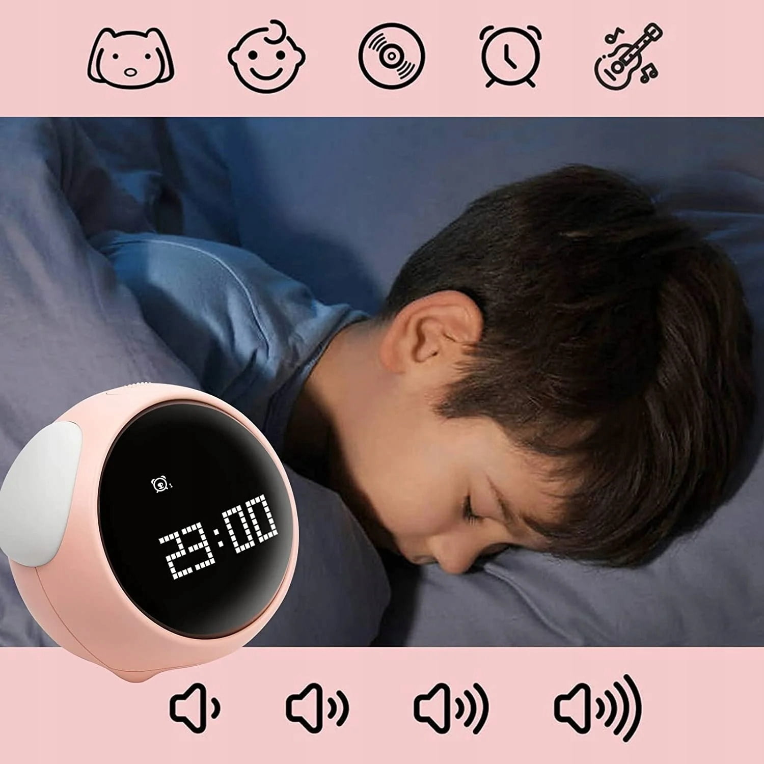 Multifunctional children's clock with night light and emoji alarm clock