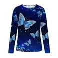 thumbnail image 4 of Cute Tops for Women, Women's Casual Long Sleeve Crewneck Loose Tops Blouse Shirts Ladies Gradient Comfy Tops and Blouses, 4 of 5