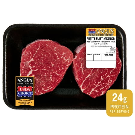 Petite Filet Mignon Steak, Choice Angus Beef, 2 Steaks per Tray, Fresh, 0.45 - 1.0 lb