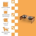 thumbnail image 4 of THE LICKER STORE Keaton 5" Small/Medium Modern Acrylic Rectangular Elevated Pet Feeder with 20oz 2-Stainless Steel Bowls, Amber/Chrome, DBL2000D, 4 of 7