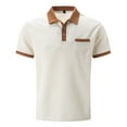 thumbnail image 1 of YDLCAFD Men's Colour Block Chest Pocket Short Sleeve Button Down T Shirt Top, 1 of 5