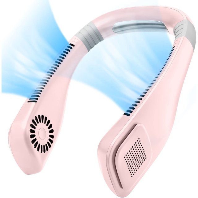 Ventilador de cuello portátil 360 ° Flujo de aire de refrigeración USB Recargable sin aspas Mini ventilador deportivo 3 Velocidad ajustable para viajar Habitación al aire libre Niños Hombres Mujeres JFHHH pequeña