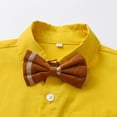 thumbnail image 5 of CUZIBR Boy Baby Summer Outfits Formal Short Sleeve Button Down Turndown Collar Shirts Tops Suspenders Striped Shorts Child Gentleman Elegant Clothes Sets Trendy Clothes,Yellow,7-8 Years, 5 of 8