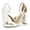 WHITE/PU, variant on Women Ankle Strap Open Toe Chunky High Heel Sandals Wedding Party Heel Shoes BLACK/SUEDE Size 9.5