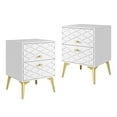 thumbnail image 5 of Topcobe 2 Pieces Modern Nightstand with 2 Drawers, Wooden Bedside Table for Bedroom Living Room, White, 5 of 13