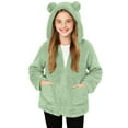 thumbnail image 1 of Abrigo de invierno para niños con forro polar de color liso, manga larga, capucha y cremallera, bonita blusa abrigada con bolsillo grande para niñas, top de poliéster, 1 of 8