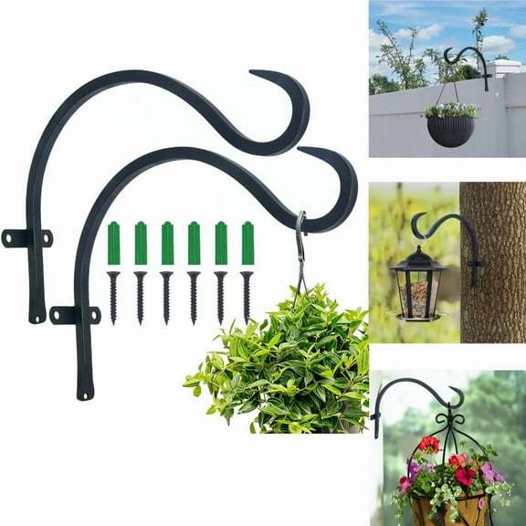 DUNCHATY 11" Heavy Duty Shepherd Hooks 2 Pack, Outdoor Plant Hangers for Bird Feeders, Flower Baskets & Wind Chimes, Rust-Resistant Metal