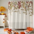thumbnail image 4 of Shower Curtains for Bathroom-36"x72",Fall Eucalyptus Leaves Retro Linen Waterproof Bath Curtain Grommet Shower Curtain Set, 4 of 7