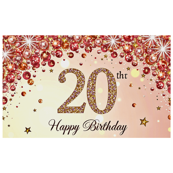 Sparkling Glittery 20 Number Happy Birthday Background Backdrop Banner Party Supplies Photography Props Birthday Decoration Celebrations Event Decorations