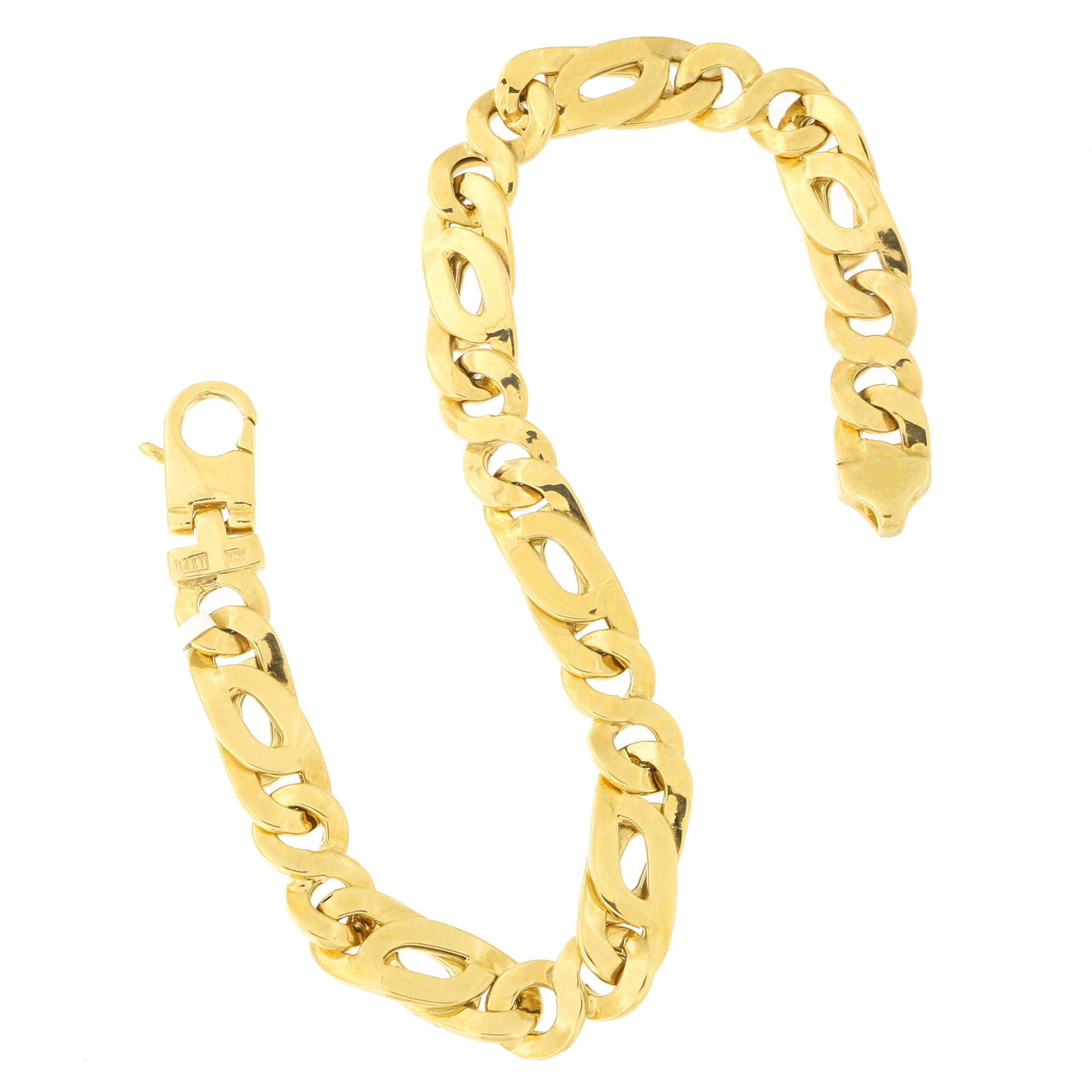14K Yellow Gold Polished Fancy Sideways Heart Pendant with Figaro Necklace