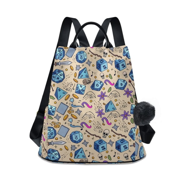 FORMRS Women's Travel Backpack Purse Anti-Theft Hidden Pockets Casual Shoulder Bag, Blue Dice Pattern