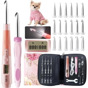 Light Up Crochet Hooks Set with Digital Counter