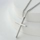 thumbnail image 5 of Collar con colgante de cruz de plata pulida para hombre y mujer: joyería sencilla, cadena de 55 cm., 5 of 5
