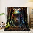 thumbnail image 2 of Frogs Mysterious Elements Pattern Print Flannel Throw Blanket, 2 of 8