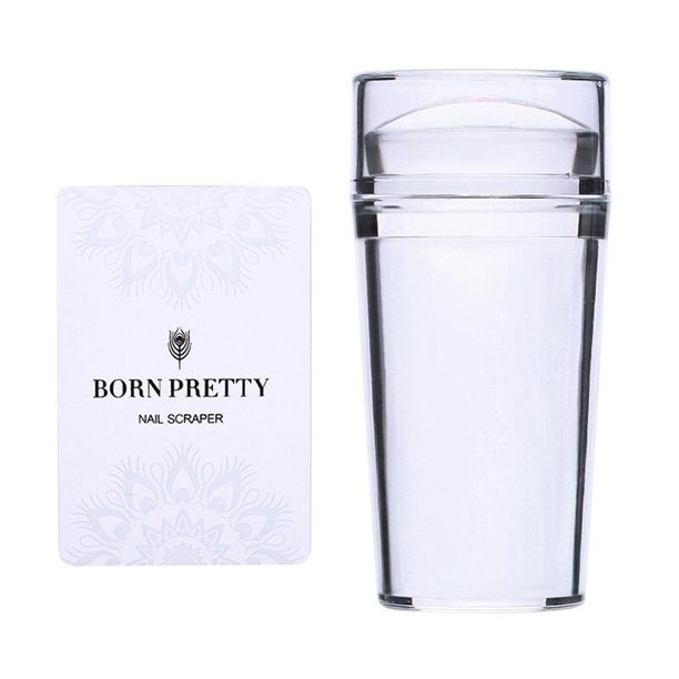 Estampador de uñas transparente con mango BORN PRETTY para placa de estampado, cabeza de estampador transparente iridiscente, plantillas para decoración de uñas Tan Jianjun unisex