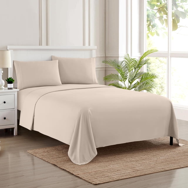 Juego de sábanas Sweet Home Collection 1800 Supreme Full Beige