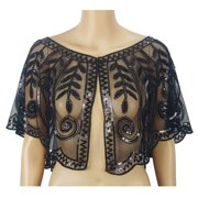 Aellinatey Women's Glittering Shawl Sequins Bridal Shawl Fringed Evening Wrap Shawls