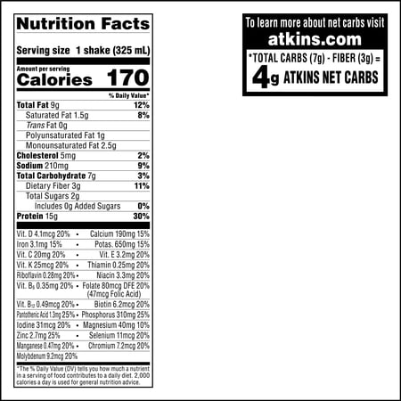 ATKINS CHOCOLATE BANANA PROTEIN SHAKE, HIGH PROTEIN, LOW GLYCEMIC, LOW CARB, LOW SUGAR, KETO FRIENDLY, 4 COUNT