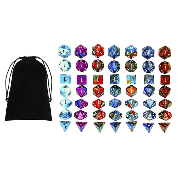 Set De 50 Dados De 20 Caras Poliédricos – Colores Aleatorios Con Bolsa De Terciopelo, Para D&D, MTG, Pathfinder Y Juegos De Mesa