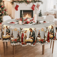 thumbnail image 5 of Jesus Birth Themed Vintage Style Fabric, Durable Wrinkle-Resistant Table Cover for Restaurant, Dining & Parties, Easter Religious Decor, I, 70.87*70.87in, 5 of 6