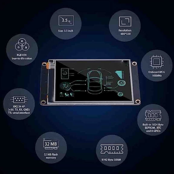 TOP! HMI LCD Touch Display NX4832K035 3.5-Inch Resistive Enhanced Series UASRT TFT Module