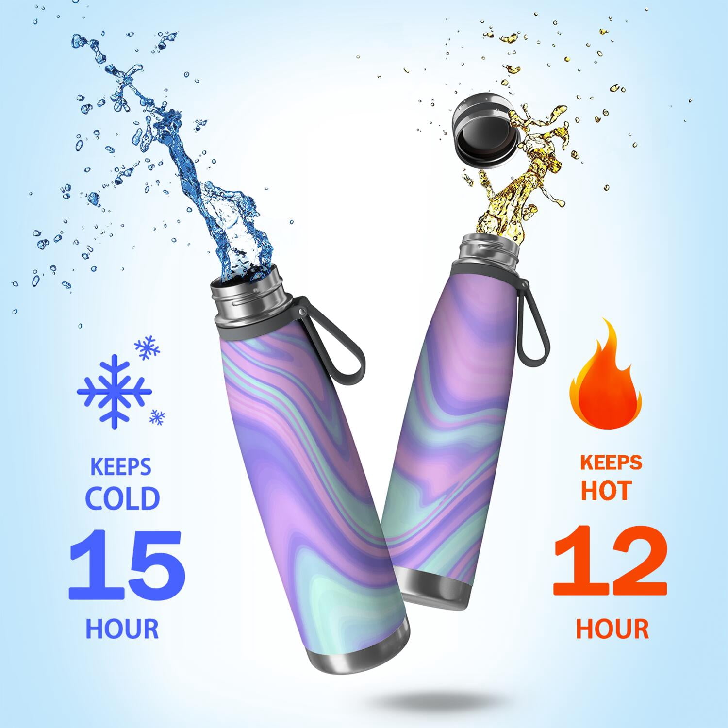 29oz Insulated Water Bottle with Tea Infuser, Stainless Steel Travel Mug, Liquid & Marble Print