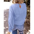 thumbnail image 3 of Jersey de cuello redondo y manga larga con volantes, talla XL, primavera/otoño, color azul cielo, manga abullonada, 3 of 5
