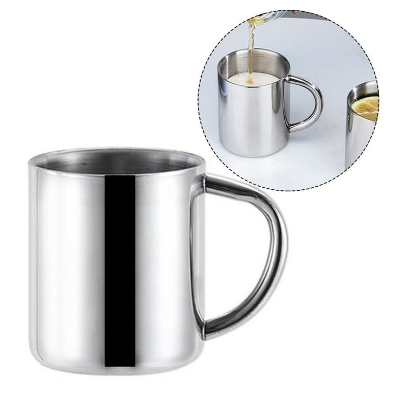 1Pc Stainless Steel Mugs - Double Wall - Comfortable Handle 7.16oz