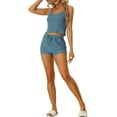 thumbnail image 2 of INSPIRE CHIC Women's Pajama Sets Knit Cami Tops with Shorts 2 Pcs Lounge Sleepwear S Gray Blue, 2 of 6
