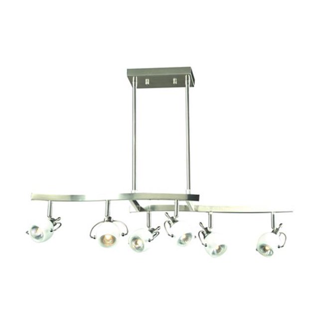 PLC 5356SN Focus Satin Nickel Halogène Pendentif 6 Plafonnier
