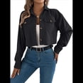 thumbnail image 1 of Chaquetas de de Larga para Mujer, de Algodón, con Solapa y Botones, para Otoño, para Exteriores, Abrigos Lisos de Moda. Negro M, 1 of 10