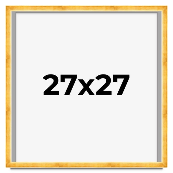 27x27 Shadow Box Frame Gold | 1.625 Inches Deep Real Wood Traditional Shadowbox Display Frame | UV