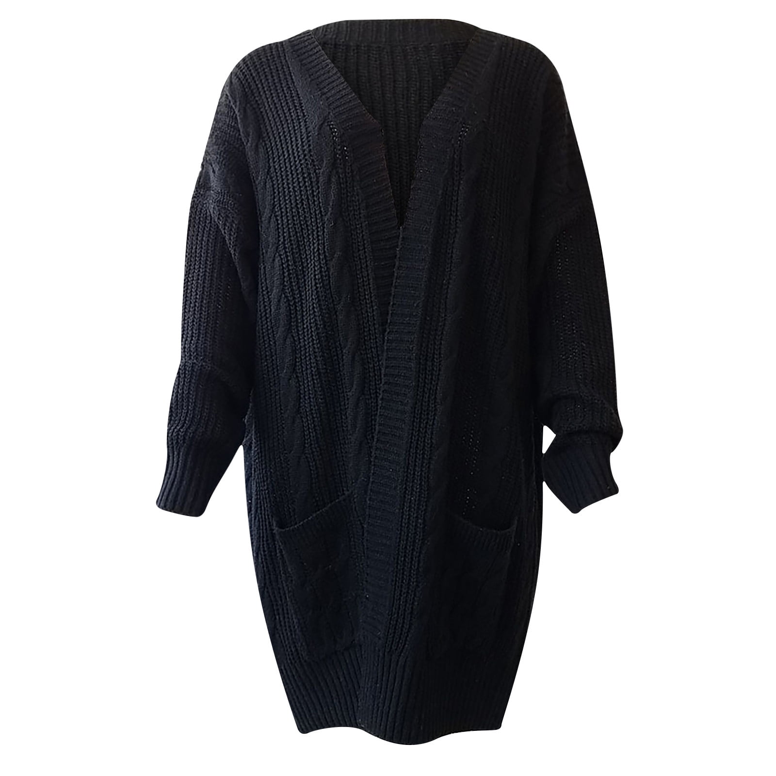 Black long chunky cardigan deals