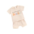 thumbnail image 2 of Musuos Baby Girls Shorts Set, 3 6 12 18 24M 3T Short Sleeve Letters Print T-shirt with Elastic Waist Shorts Toddler Summer Outfit, 2 of 10