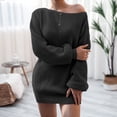 thumbnail image 1 of Ropa de mujer Vestido de otoño e invierno Vestido estilo suéter de punto con mangas abullonadas y hombros descubiertos estilo europeo y americano, 1 of 5