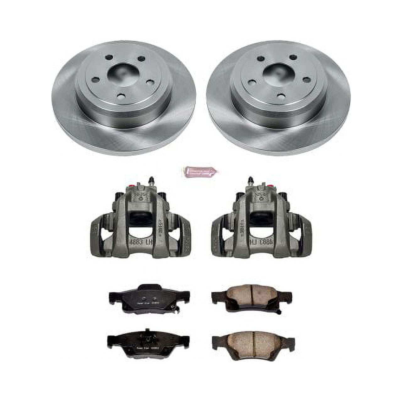 PowerStop Rear Stock Replacement Brake Pad and Rotor Kit with Calipers Fits: DODGE JEEP Select Models KCOE5950