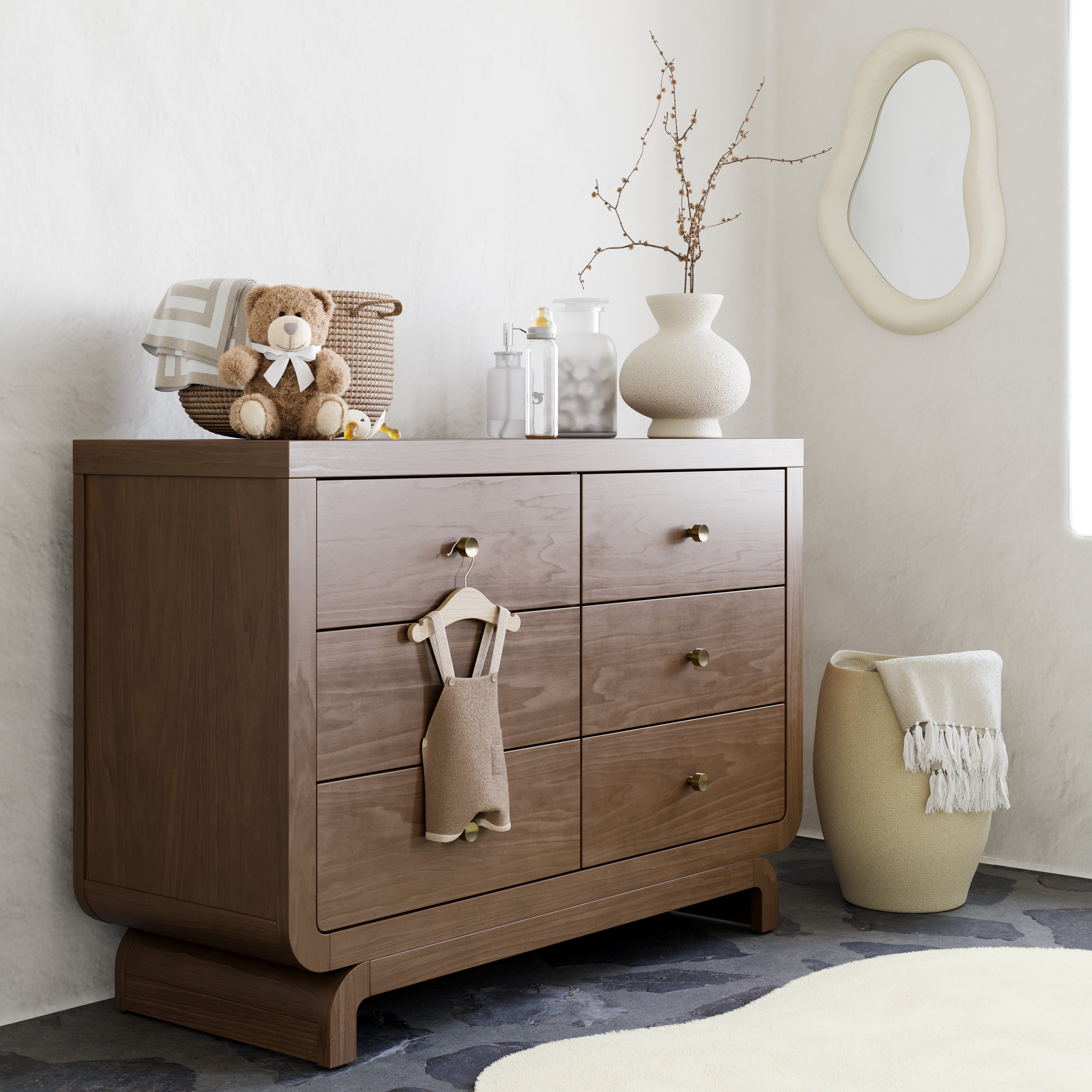 Art of Nursery by Storkcraft Santorini 6 Drawer Nursery Double Dresser, Hazelnut